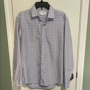 Ministry of Supply purple and blue plaid Casual Button Down Shirt